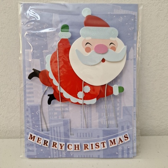 NEW BECK 3D Holiday Christmas Greeting Card - Santa Flying Air Balloon - Picture 4 of 10